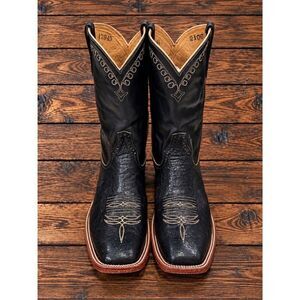 Rios of Mercedes R9004 Men’s 10B Black Smooth Ostrich Exotic Cowboy Boots LNWT